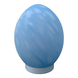 Domec egg lamp in blue and white glass, clouds, 1970