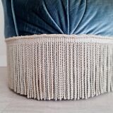 Blue velvet toad armchair with fringes