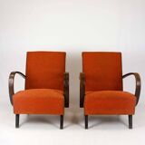Czech Bentwood Lounge Chairs by J. Halabala for Up Závody, 1950s, Set of 2