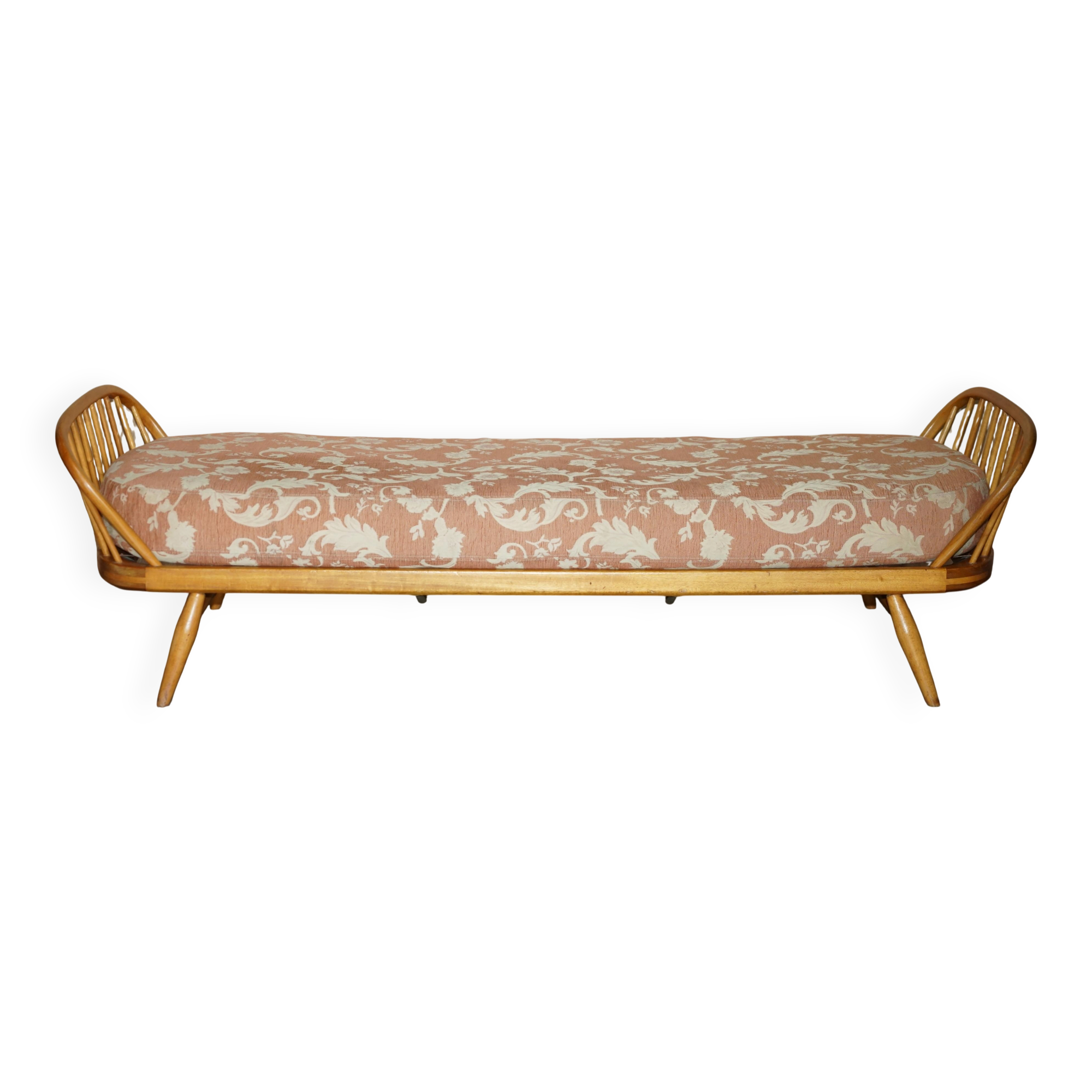 Vintage Ercol Windsor Studio 355 canapé / daybed, light wood, Mid-Century Modern design.