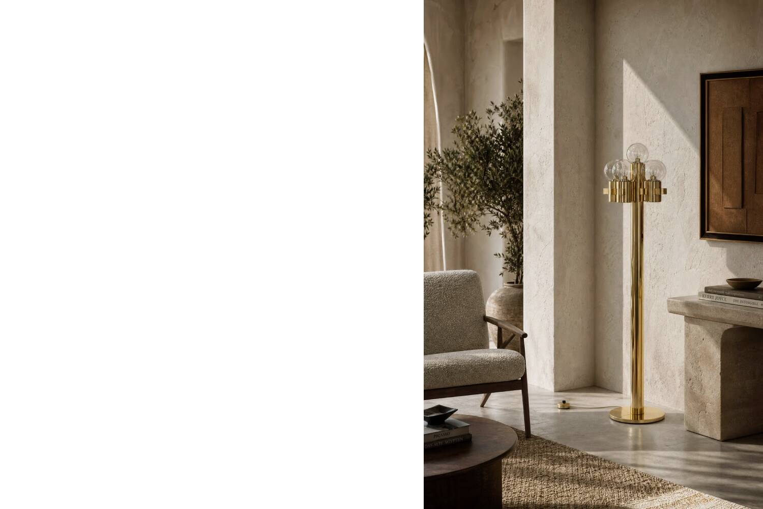 Vintage Mid-Century Scandinavian Modern Sculptural Gold Floor Lamp