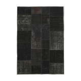 Handmade anatolian overdyed 170 cm x 245 cm black patchwork carpet