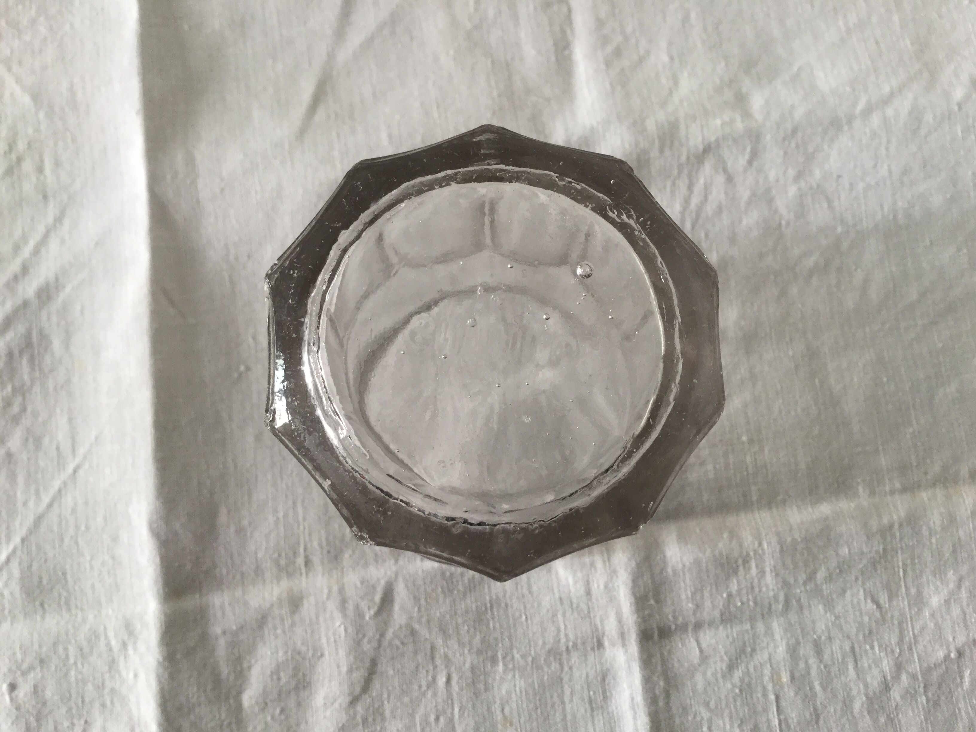 Old ribbed glasses without a foot