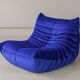 Togo living room set in blue velvet by Michel Ducaroy for Ligne Roset, 1979, set of 5