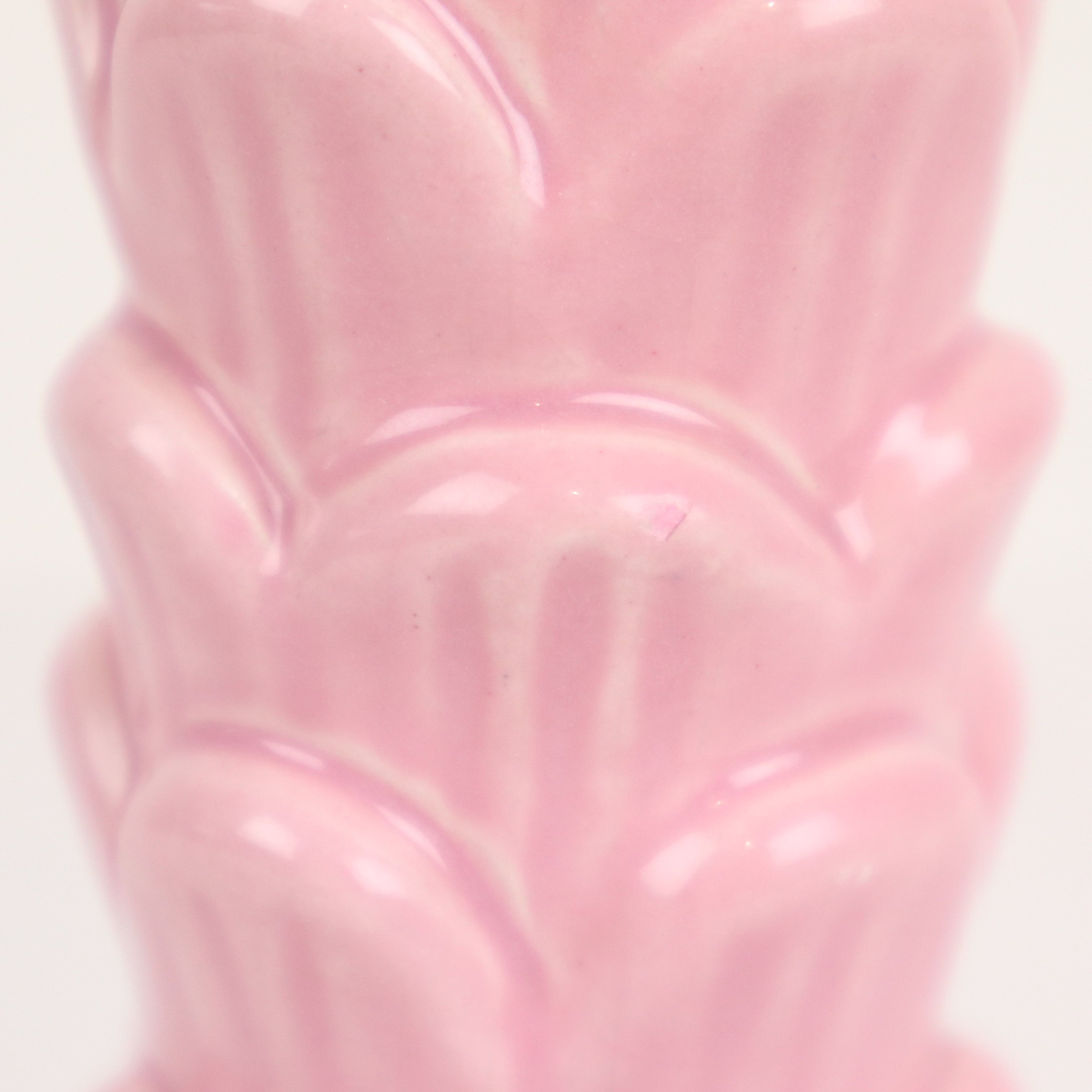 Vintage pink vase palm tree martan portugal 701 crackle porcelain 31cm