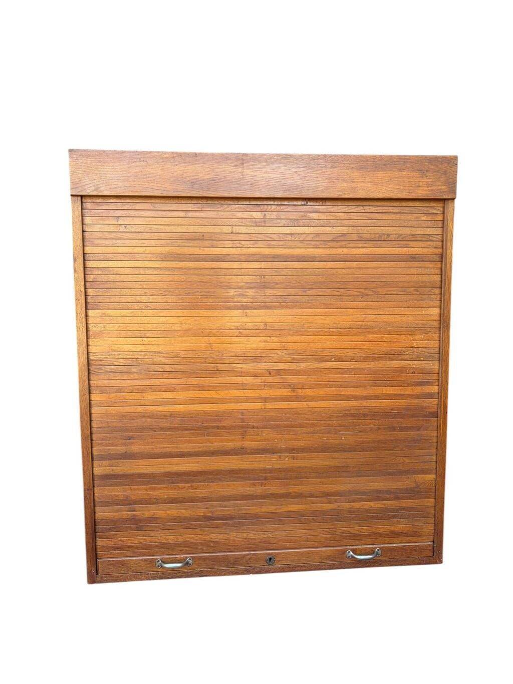Vintage wooden cabinet / roller shutter cupboard / shelf