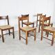 Vintage oak and wicker dining chairs, 1960s