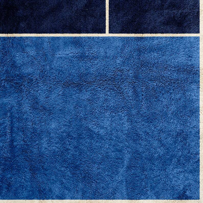 Blue, black rug traditional handmade wool fabric 250cmx150cm