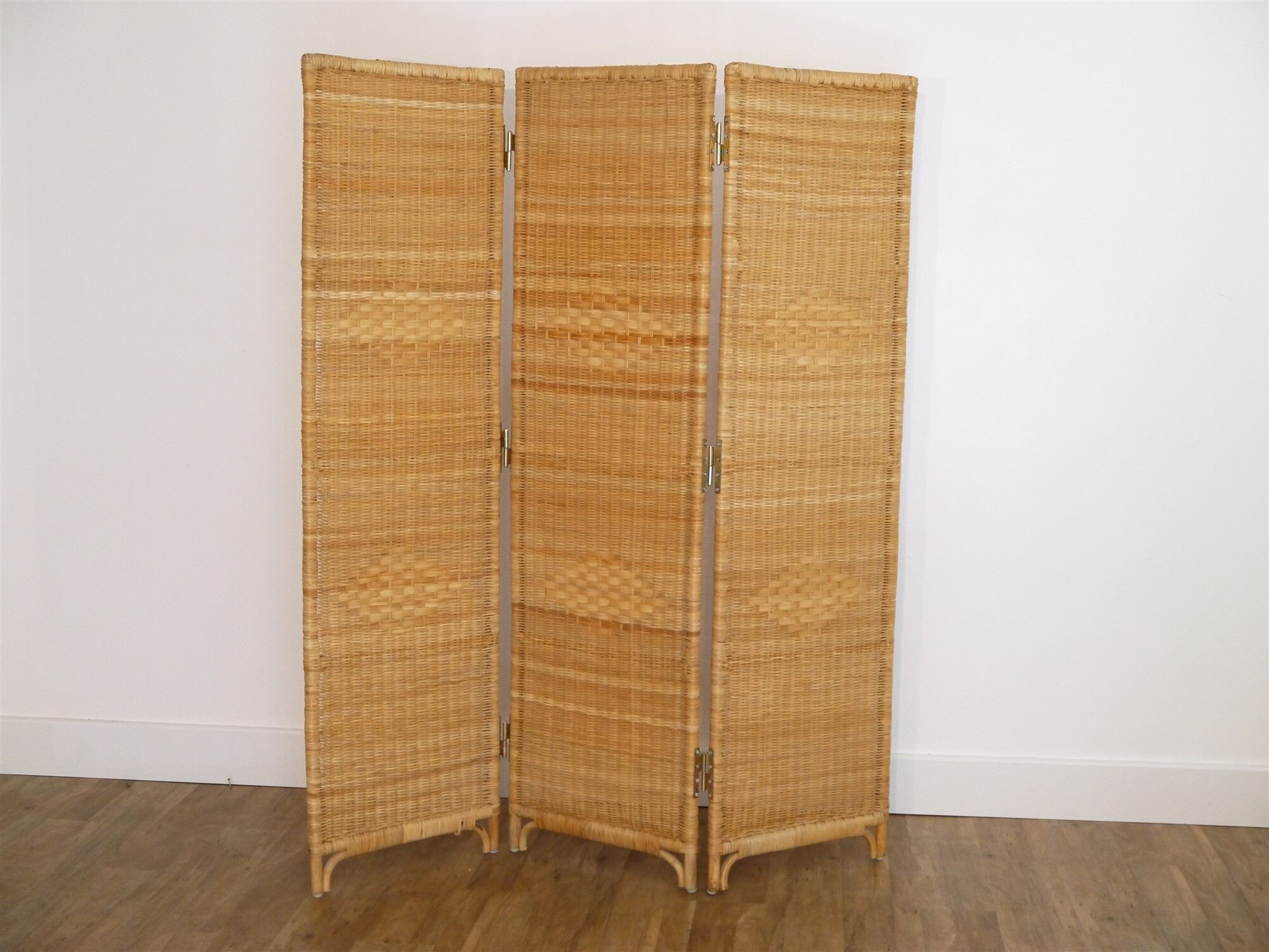 Vintage screen in rattan and wood 1960