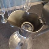 Carafe service 6 crystal and pewter flutes
