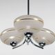 1930s English Art Deco 3-Arm Chrome & Gold Gilt Glass Chandelier Lamp