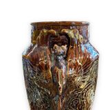 Important Longchamp Griffon vase in golden ceramic