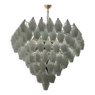 Lustre polygone blanc 10 lumières en verre de Murano