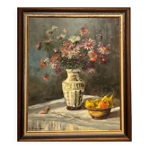 Christophe Rielland XX century. Oil on canvas with a bouquet.