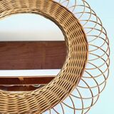 Vintage rattan sun mirror