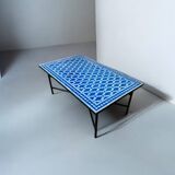 Table en mosaïque bleu rectangulaire