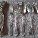 Art nouveau housewife, 48 pieces, 24 guests, foliage model, silver metal