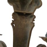 Old Bronze Double Wall Lamp Superb Molded Glass Globe