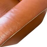 Canapé vintage en cuir couleur cognac deux places