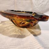 Murano green and yellow blown glass ashtray, 1970