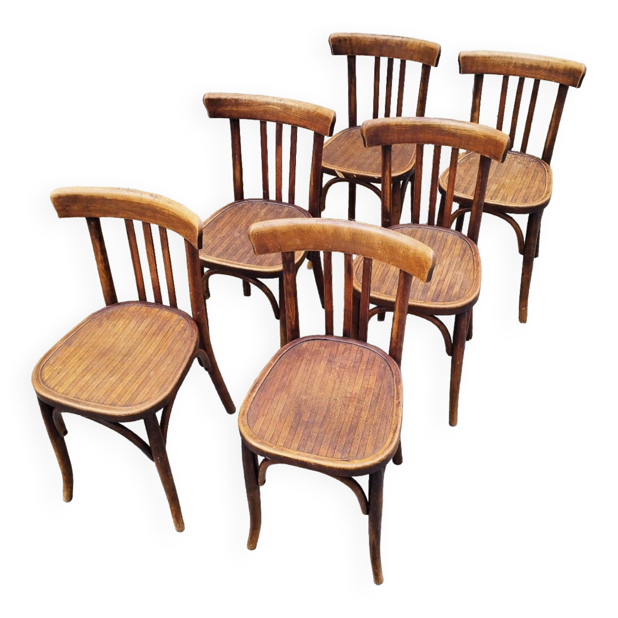 Six chairs bistrot bar signed Mahieu vintage