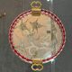 Engraved mirror plateau with twisted red and white glass border, Murano / Venice (c. 1940–1950)