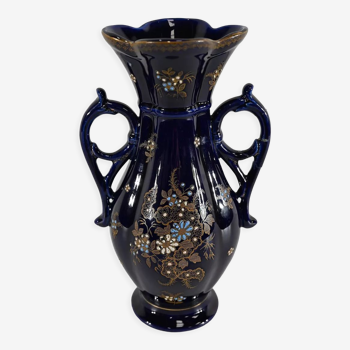 Midnight blue earthenware vase, "fives lille" - early twentieth century