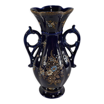 Midnight blue earthenware vase, "fives lille" - early twentieth century