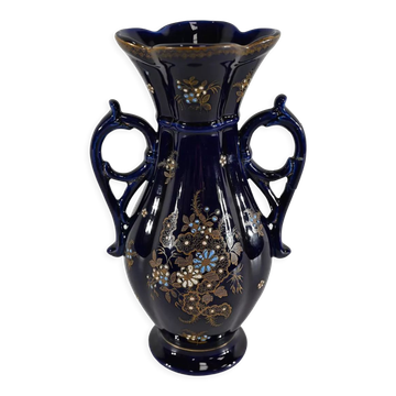 Midnight blue earthenware vase, "fives lille" - early twentieth century