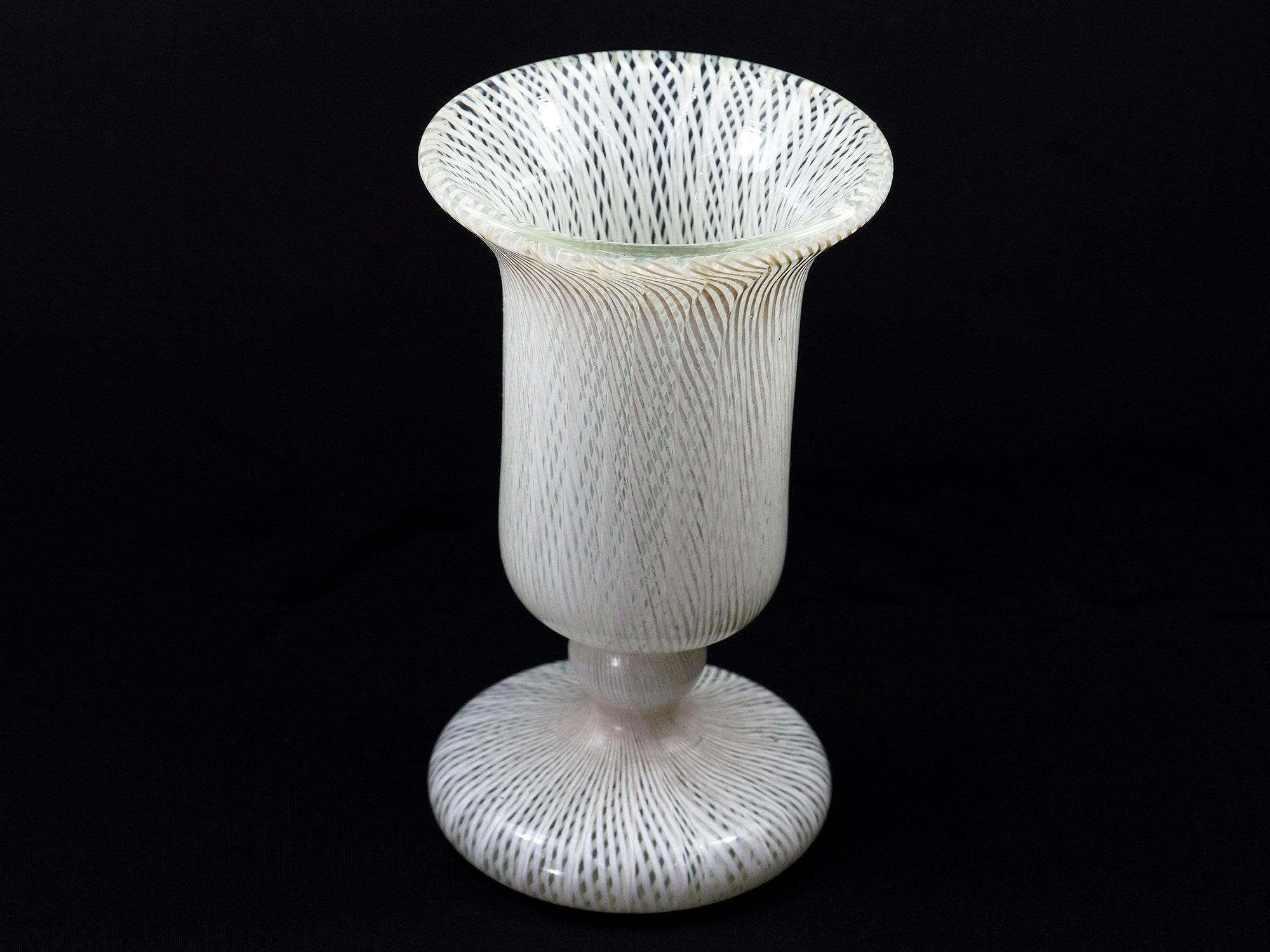 Vase Art Deco Murano Double Latticino Glass-1930s