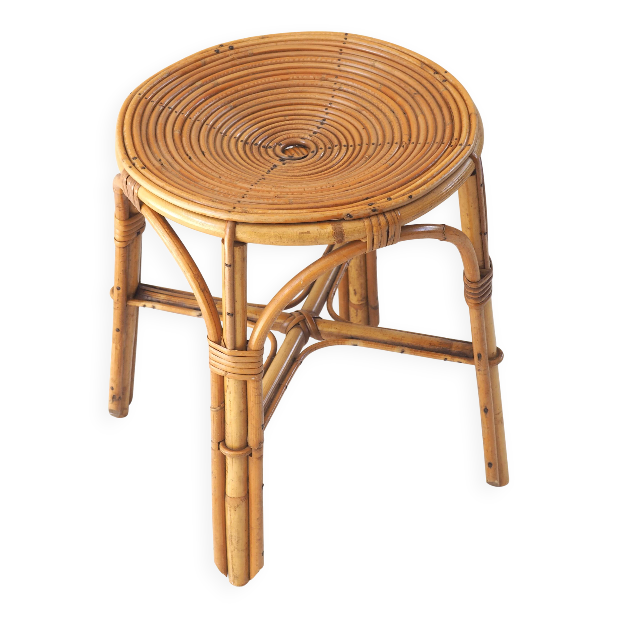 Tabouret rotin assise spirale