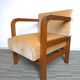 Fauteuil art deco en bois et velours