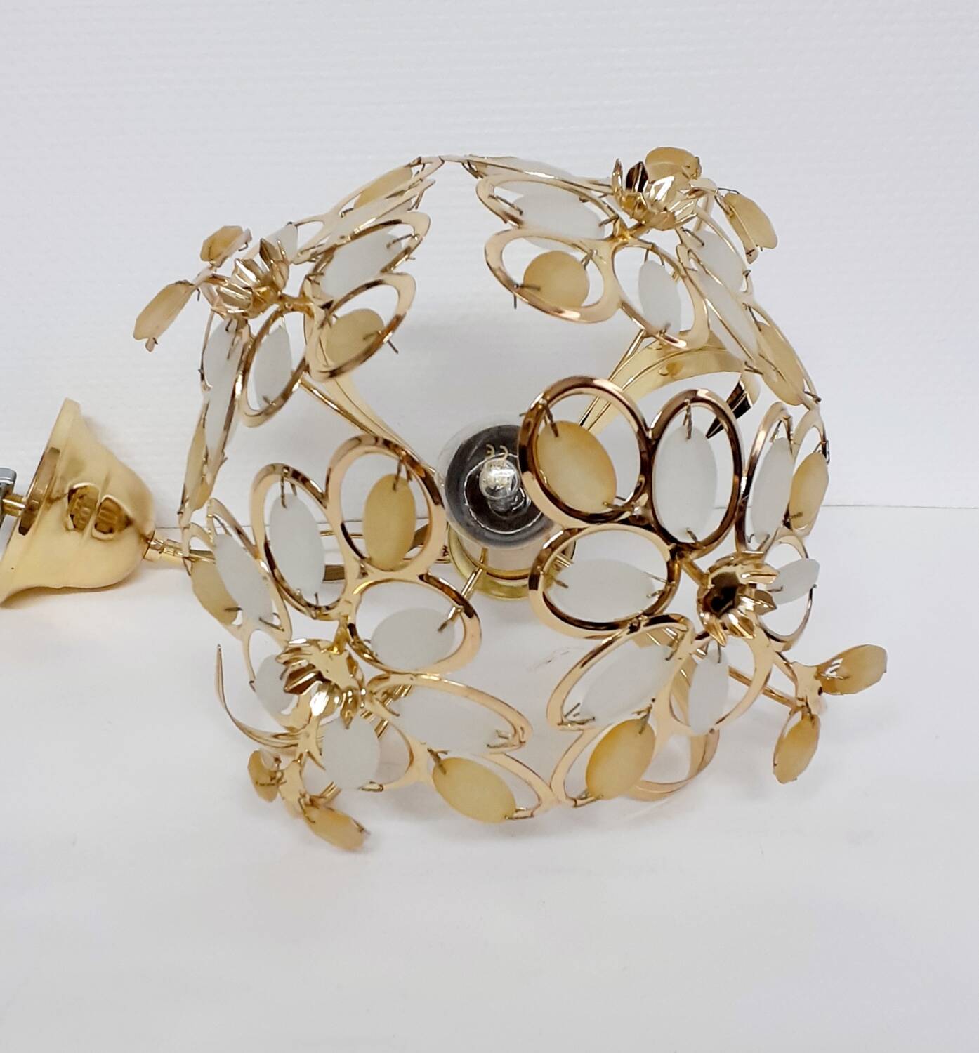 Gold metal pendant light and 90's glass pendants