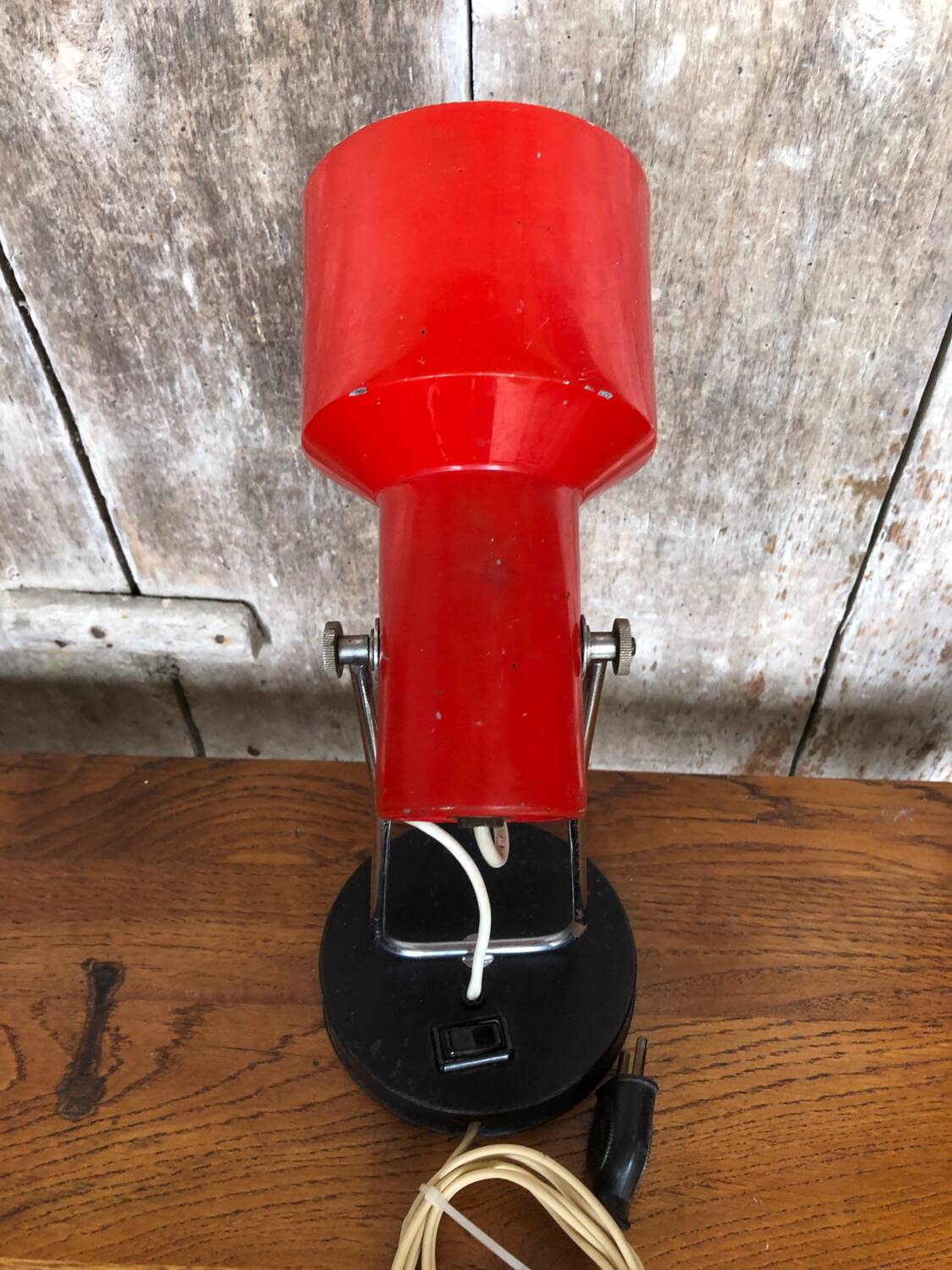 Old Articulated Lamp 70's Metal Red Black & Chrome Vintage