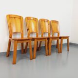 Set of 4 vintage chairs in pine from the 70s