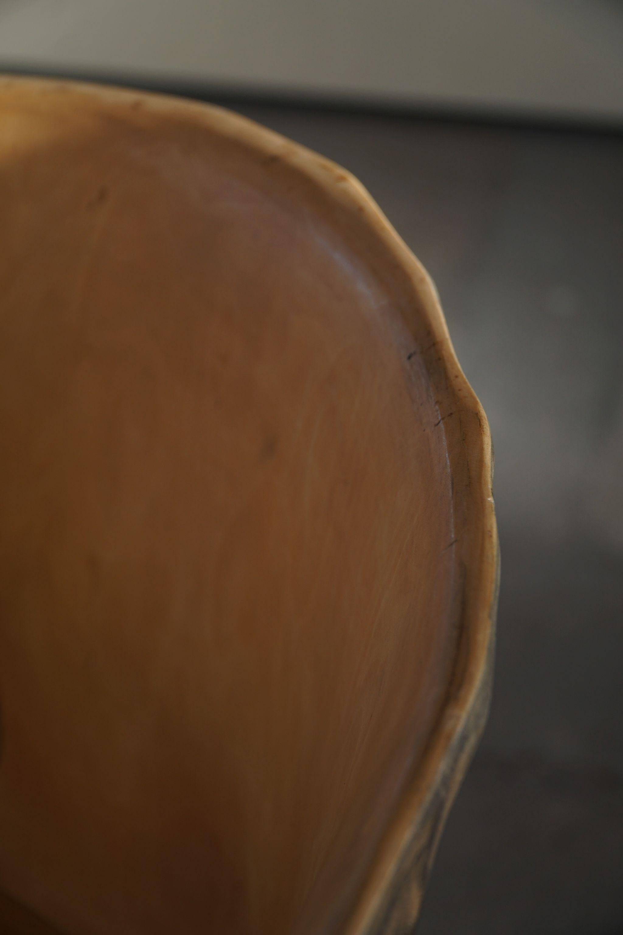 Sculptural Norwegian trunk chair in mid-century brutalist solid wood.