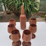 Scandinavian bottle and teak glass service