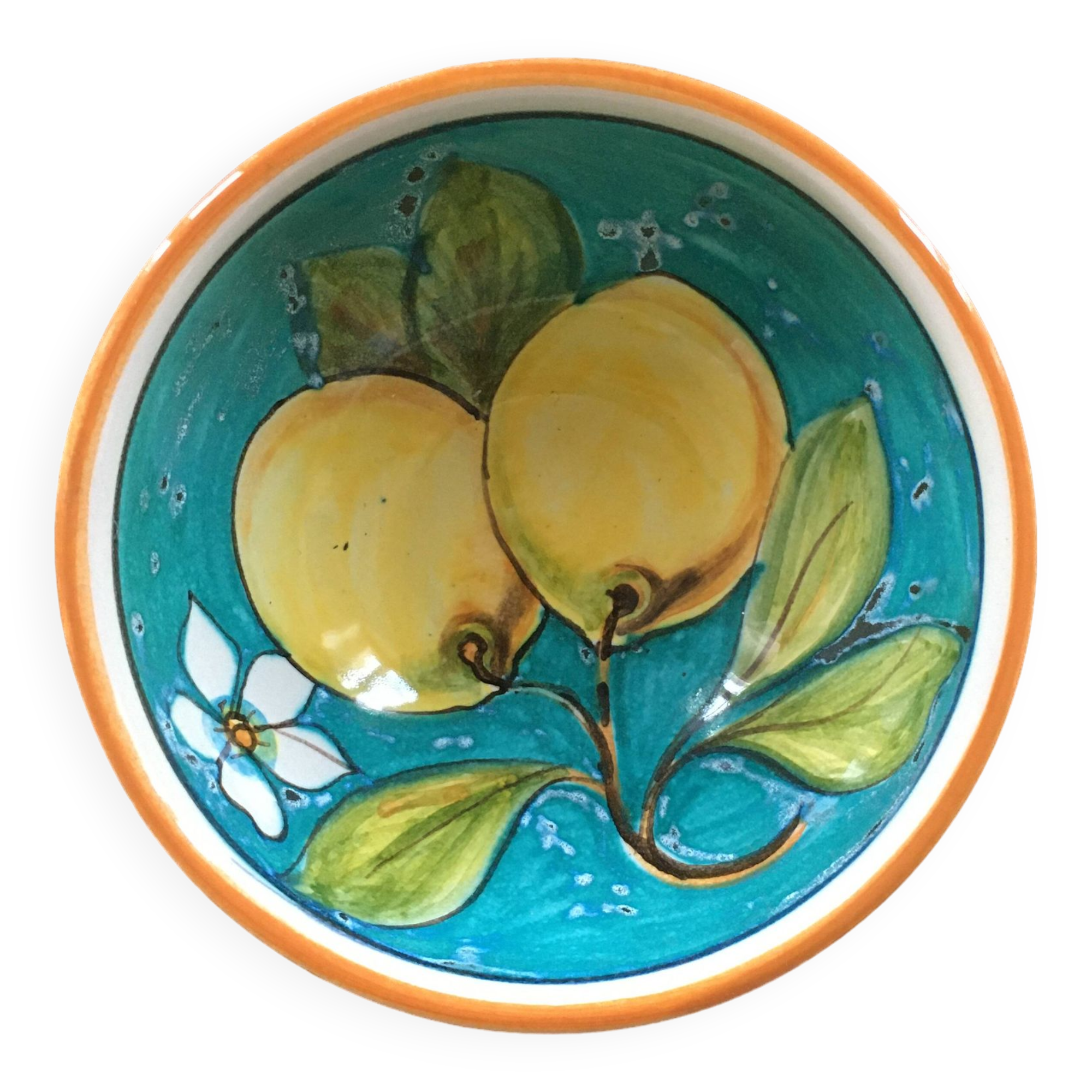 Italian bowl painted lemon decor