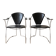 Pair of Linda Arrben armchairs from the 1970s in metal and black leather.