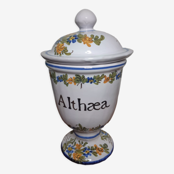 Antique apothecary jar Althea, ointment jar, retro pharmacy bottle, XIX th