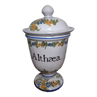 Antique apothecary jar Althea, ointment jar, retro pharmacy bottle, XIX th