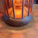 Vintage Lamp from the 60s Colored Glass, Tin and Earthenware