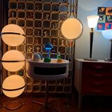 Large MAZDA 1950 Lamp Opaline Tulip/wood/metal