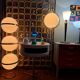 Large MAZDA 1950 Lamp Opaline Tulip/wood/metal