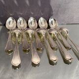 Suite of 10 teaspoons in silver metal model violin net Louis XV