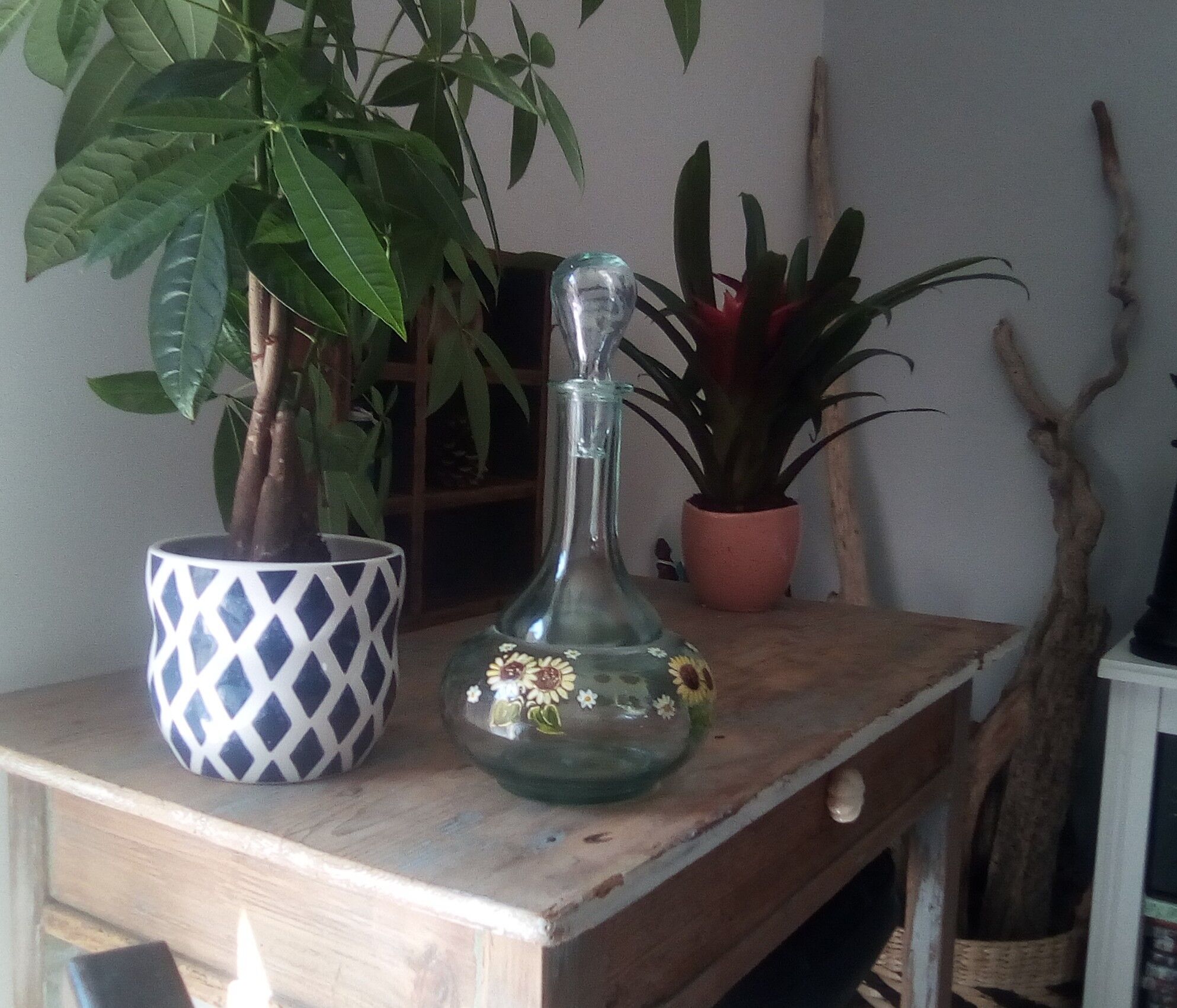 Old carafe bluish glass