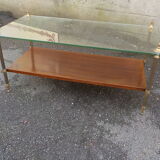 Coffee table or end of canape top glass and wood under bronze frame