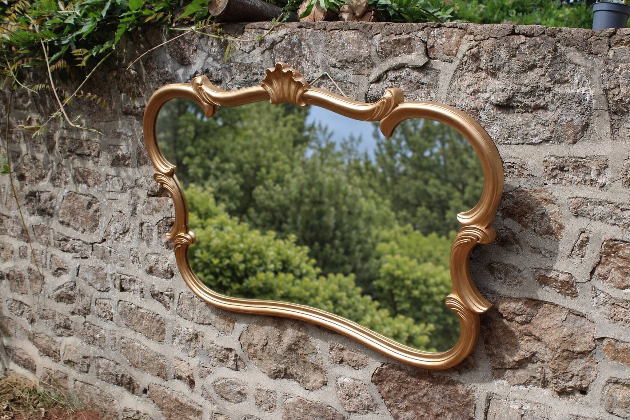 Large wall mirror with golden stucco mouldings – Louis XV Rococo style – 124