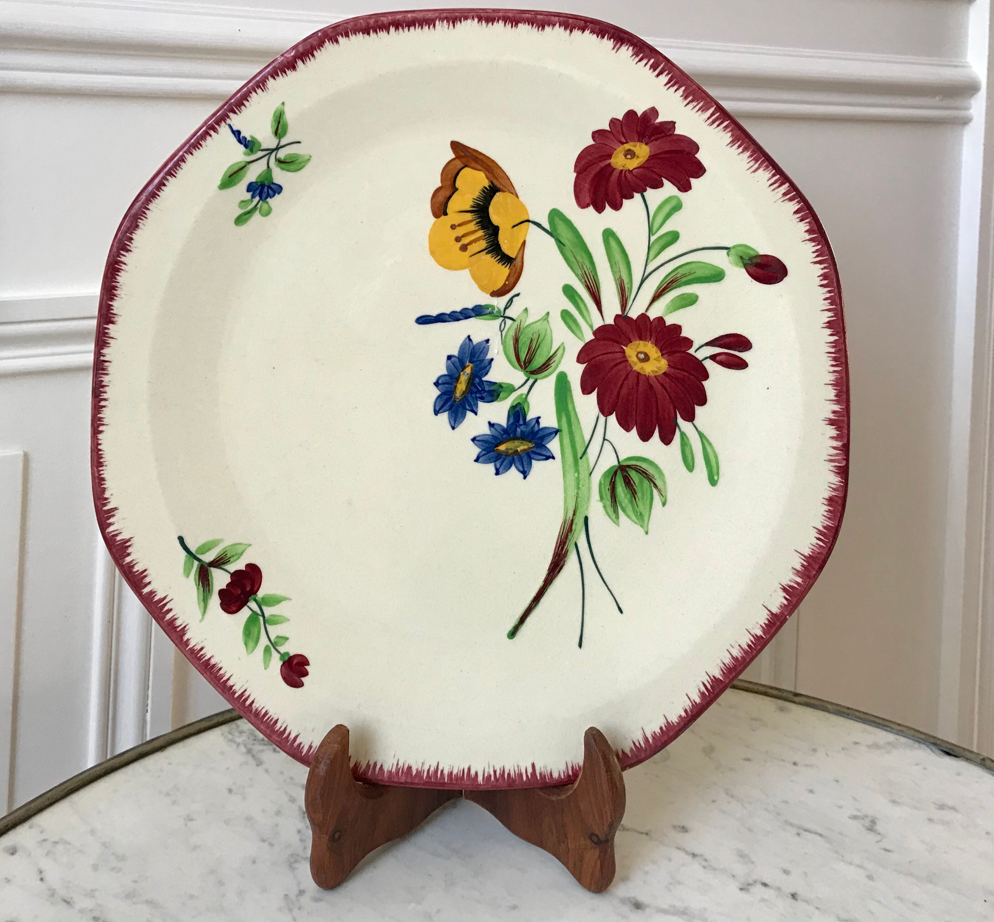 Pie dish Pexonne hand painted model "Ophelia" 40s