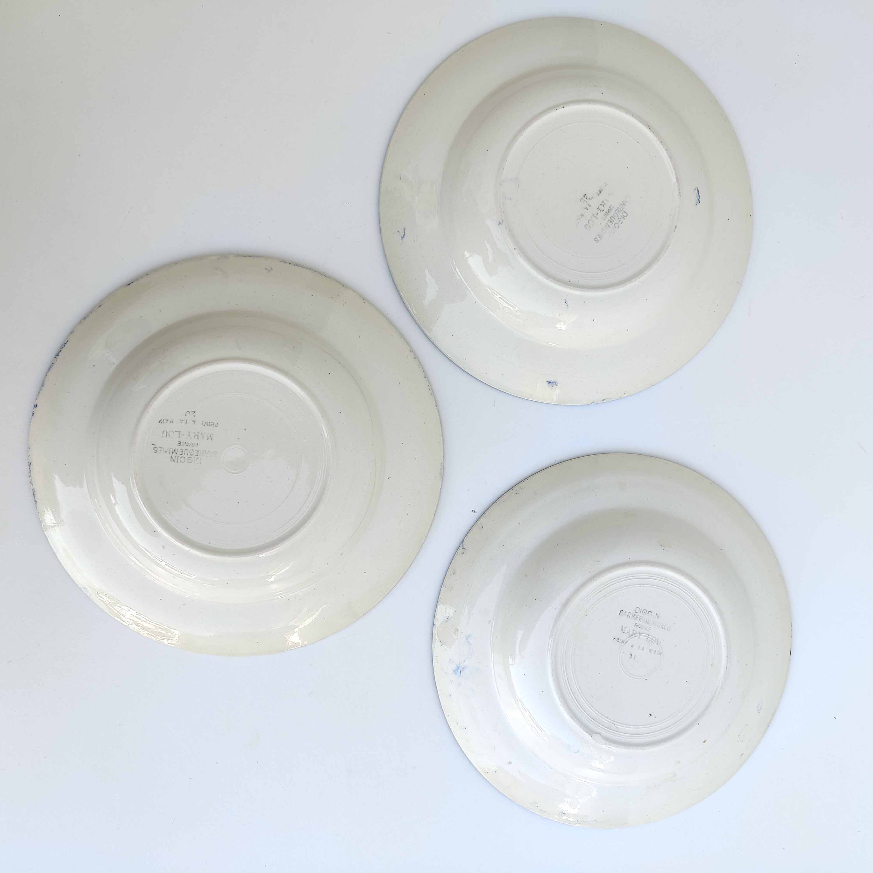 Set of 3 hollow plates in earthenware model Mary-Lou Digoin Sarreguemines